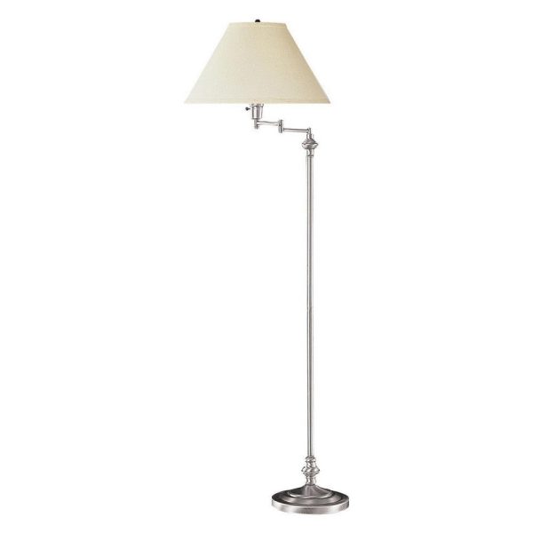 150 Watt Metal Floor Lamp with Swing Arm and Fabric Conical Shade, Silver By Casagear Home Online now