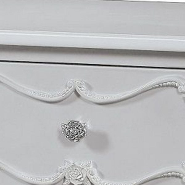 26 Inch Nightstand Table with 1 Drawer, Rose Inlay, Queen Anne Legs, Gray By Casagear Home Discount - Image 4
