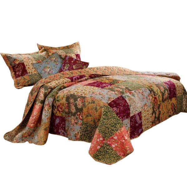 Kamet 5 Piece Fabric Queen Size Quilt Set with Floral Prints, Multicolor By Casagear Home Hot on Sale - Image 4