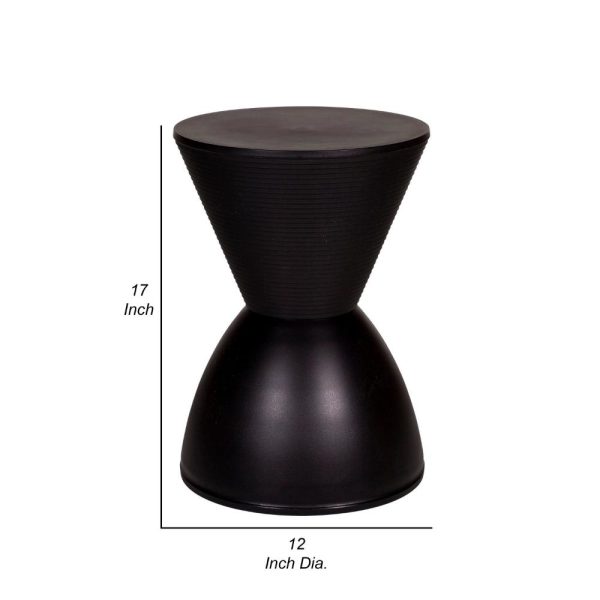 Hillary 17 Inch Side Table, Indoor Outdoor, Hourglass Shape, Black Finish By Casagear Home Hot on Sale - Image 2
