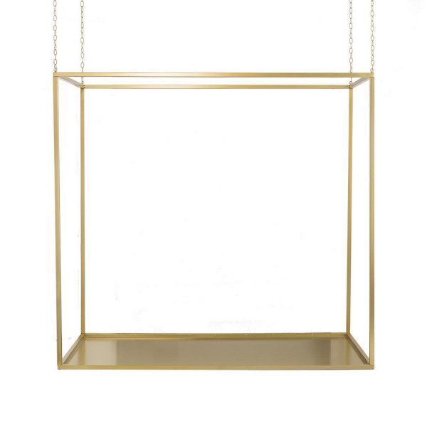 47 Inch Plant Stand with 4 Adjustable Chains, Floating Effect, Iron, Gold By Casagear Home Online - Image 3