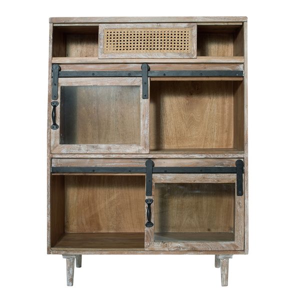 47 Inch Sideboard Server Cabinet, Sliding Doors, Iron, Sandblast White Wood By Casagear Home Discount - Image 3