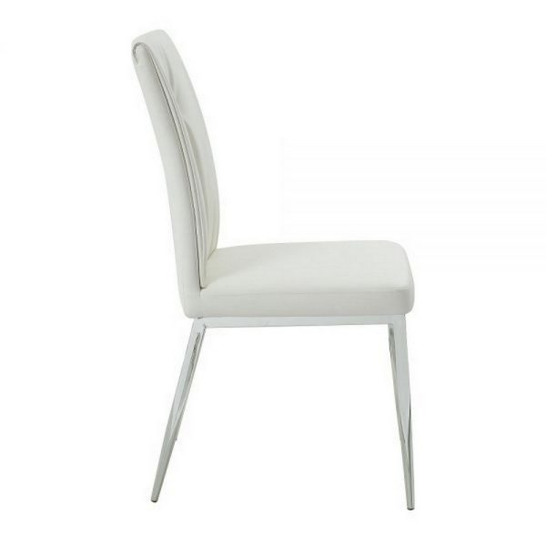 Kami 22 Inch Dining Chair, Set of 2, Tufted Backrest, Beige and Chrome By Casagear Home For Discount - Image 5