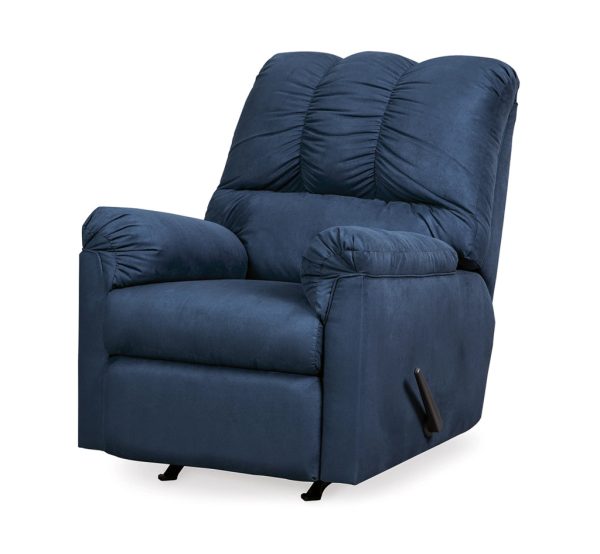 Ashley Fabric Upholstered Rocker Recliner with Tufted Backrest, Blue For Cheap - Image 5