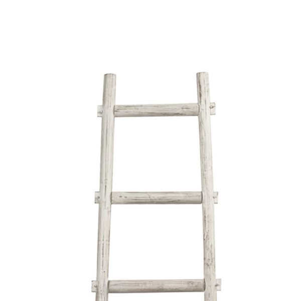 Transitional Style Wooden Decor Ladder with 5 Steps, White By Casagear Home Fashion - Image 2