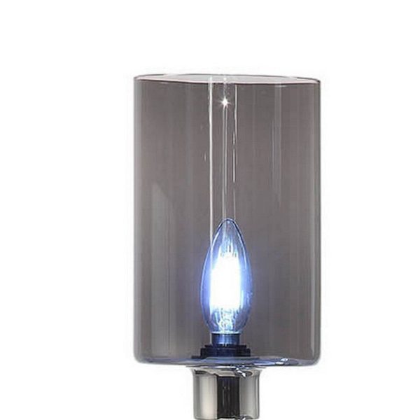 29 Inch Table Lamp with Dual Gray Shade, Glass and Metal, Nickel Finish By Casagear Home For Cheap - Image 2
