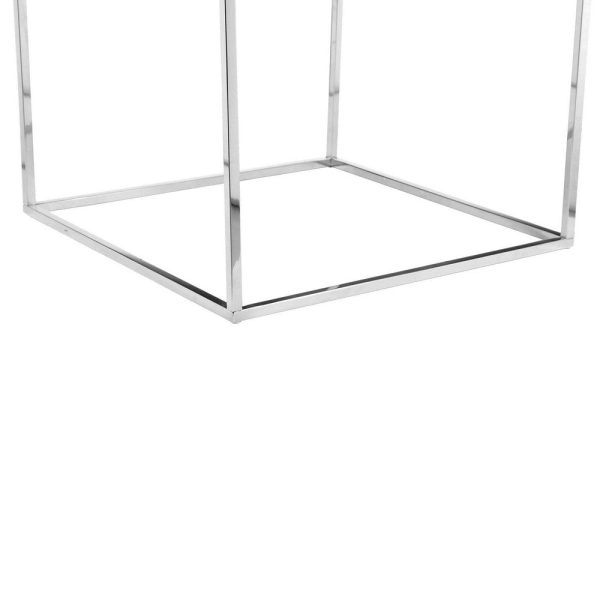 Zen 24 Inch Side End Table, Square, Polished Blue Top, Chrome Metal Finish By Casagear Home Online - Image 5