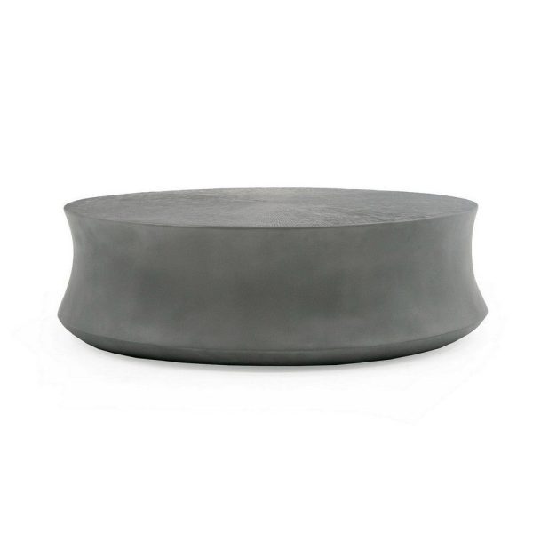 32 Inch Coffee Table, Round Fibreglass Accent Tabletop, Modern Gray Finish By Casagear Home For Sale - Image 4