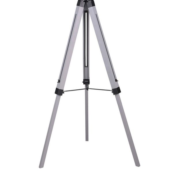 56 Inch Floor Lamp, White Tapered Drum Shade, Weathered Gray Tripod Base By Casagear Home For Discount - Image 4