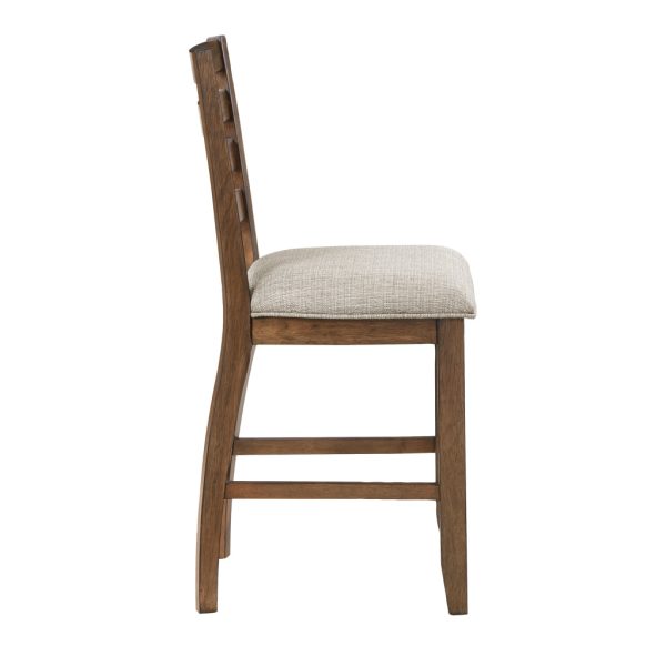 Trea 26 Inch Counter Height Chair, Ladder Back, Polyester, Cherry, Set of 2 By Casagear Home Online Sale - Image 3