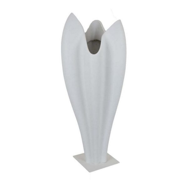 24 Inch Accent Vase, Tulip Design, Square Base, Modern White Resin Finish By Casagear Home Online Hot Sale - Image 3