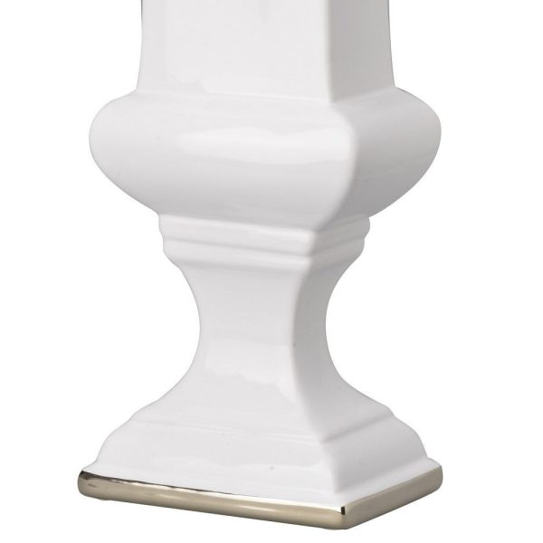 Ceramic Decorative Urn With Rectangular Opening, Large, White & Silver By Casagear Home Hot on Sale - Image 3
