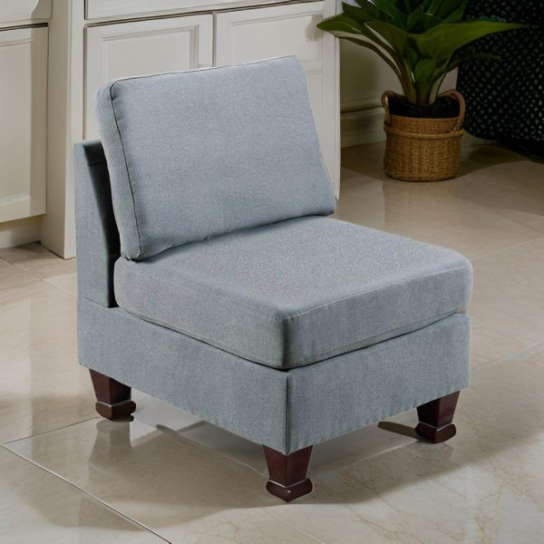 Remy 32 Inch Modular Armless Sofa Chair, Soft Gray Chenille, Solid Wood By Casagear Home For Cheap
