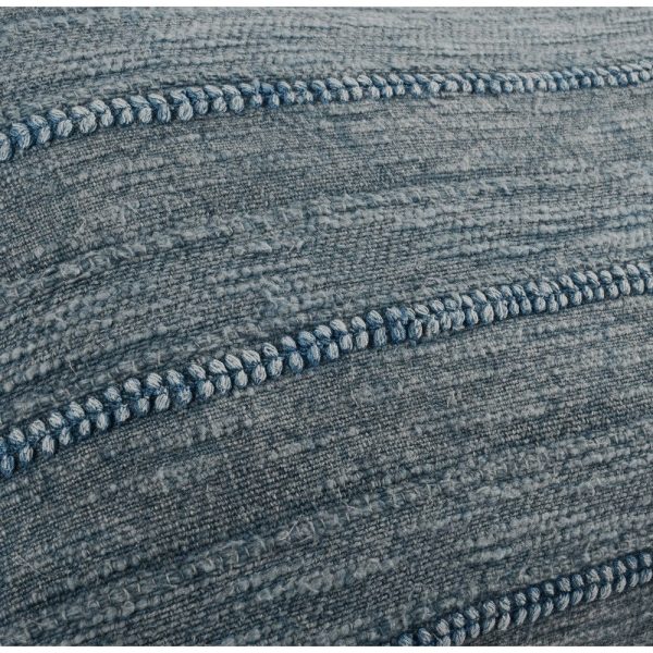 14 x 26 Lumbar Throw Pillow, Handwoven Stripes, Cotton Linen, Tassels, Blue By Casagear Home For Cheap - Image 4