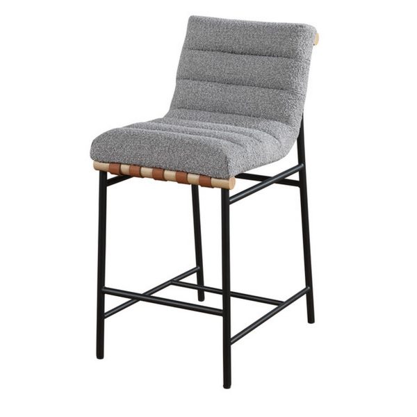 Kive 26 Inch Counter Height Stool Chair, Boucle Channel Tufted, Light Gray By Casagear Home Online Hot Sale - Image 3