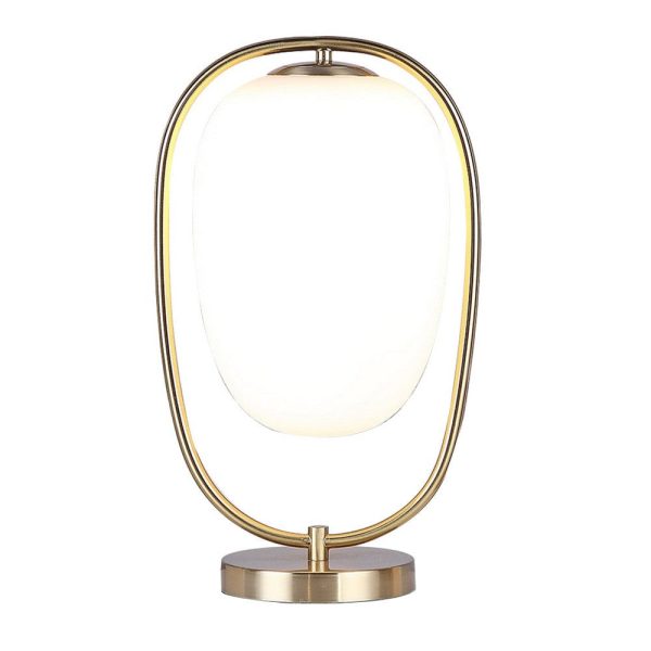 Raze 17 Inch Table Lamp, LED Light, Modern Globe Shade, Metal Body, Brass By Casagear Home Online Hot Sale