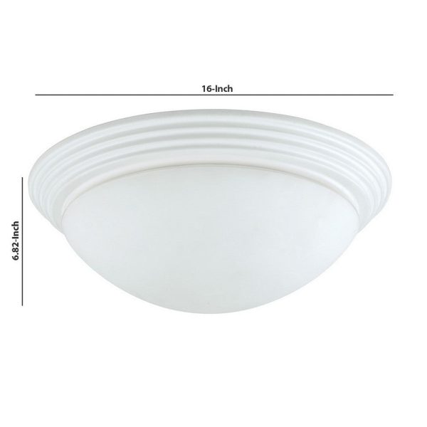 Dome Shaped Glass Ceiling Lamp with Hardwired Switch, White and Clear By Casagear Home Cheap - Image 5