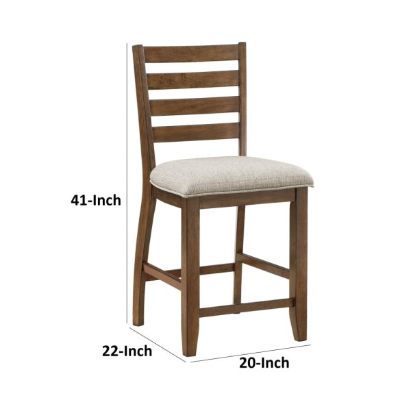 Trea 26 Inch Counter Height Chair, Ladder Back, Polyester, Cherry, Set of 2 By Casagear Home Online Sale - Image 5