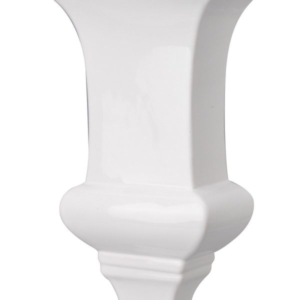 Ceramic Decorative Urn With Rectangular Opening, Large, White & Silver By Casagear Home Hot on Sale - Image 4