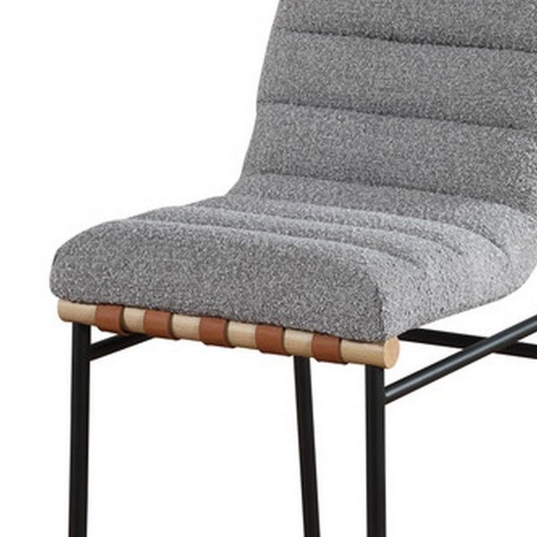 Kive 26 Inch Counter Height Stool Chair, Boucle Channel Tufted, Light Gray By Casagear Home Online Hot Sale - Image 4