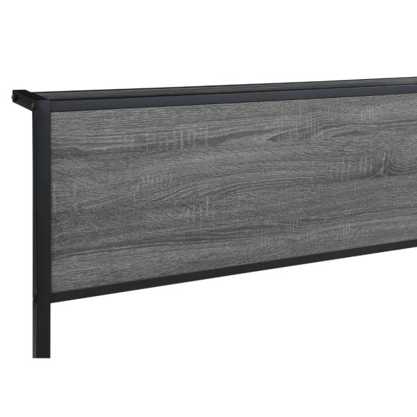 Rick Full Size Platform Bed, 1 Shelf, Retro Style, Black Metal Frame, Gray By Casagear Home Fashion - Image 4