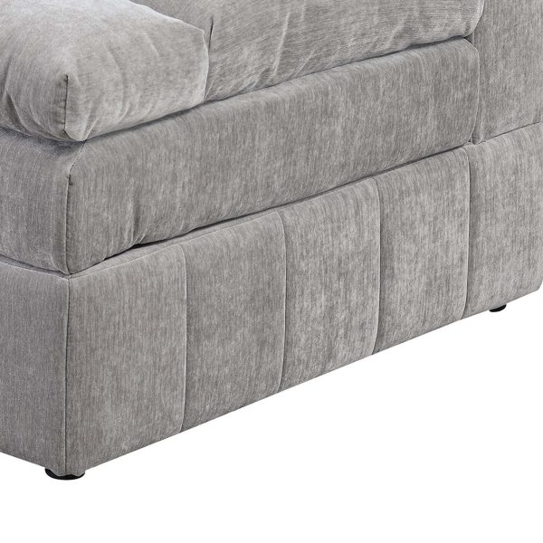 Luna 33 Inch Modular 1 Arm Corner Chair, Triple Plush Cushioned Seat, Gray By Casagear Home Cheap - Image 4