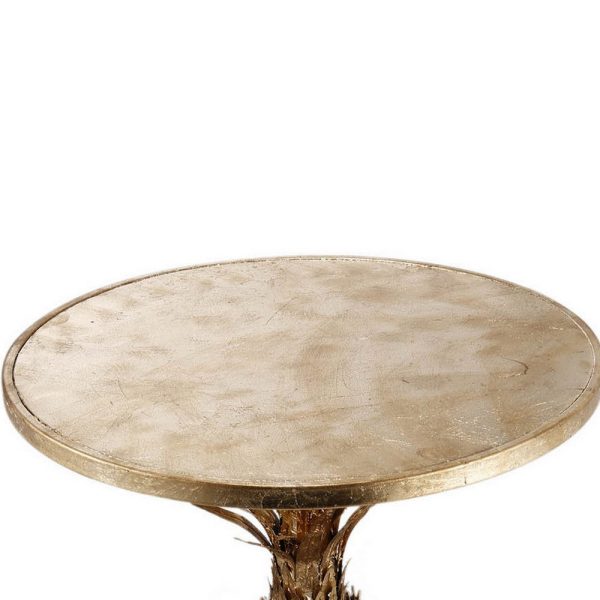27 Inch Accent Side Table, Turned Pineapple Motif Design, Round Top, Gold By Casagear Home on Sale - Image 4