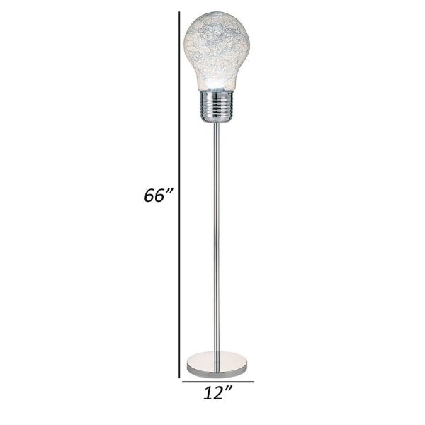 Zoom 66 Inch Floor Lamp, Globe Glass Shade in a Bulb Design, Silver By Casagear Home Cheap - Image 5