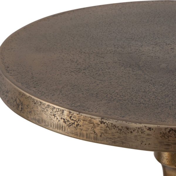 24 Inch Accent Drink Table, Round Tabletop, Turned Pedestal Base, Gold By Casagear Home For Discount - Image 2