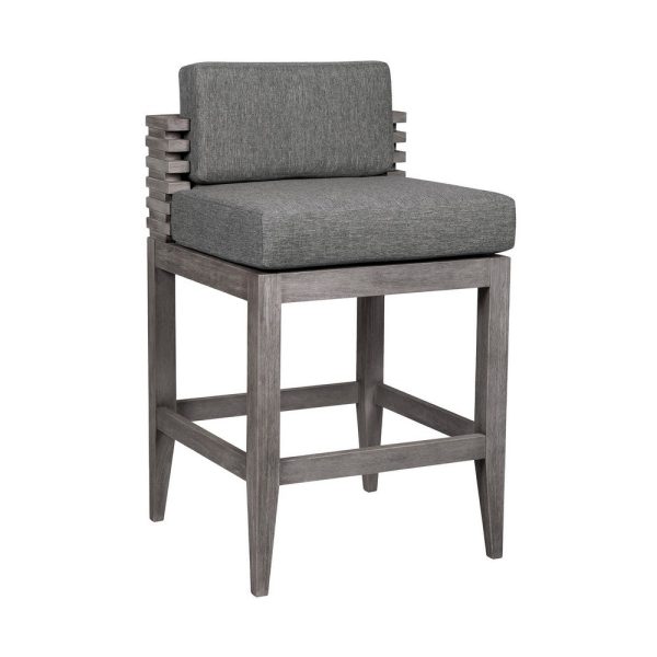 Hida 28 Inch Outdoor Patio Counter Stool Chair, Gray, Olefin Cushions By Casagear Home Online now - Image 2