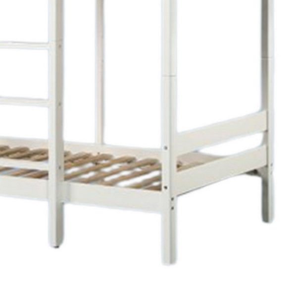 Asin Twin Bunk Bed with Front Facing Ladder, Pine Wood, Crisp White Finish By Casagear Home Online now - Image 3