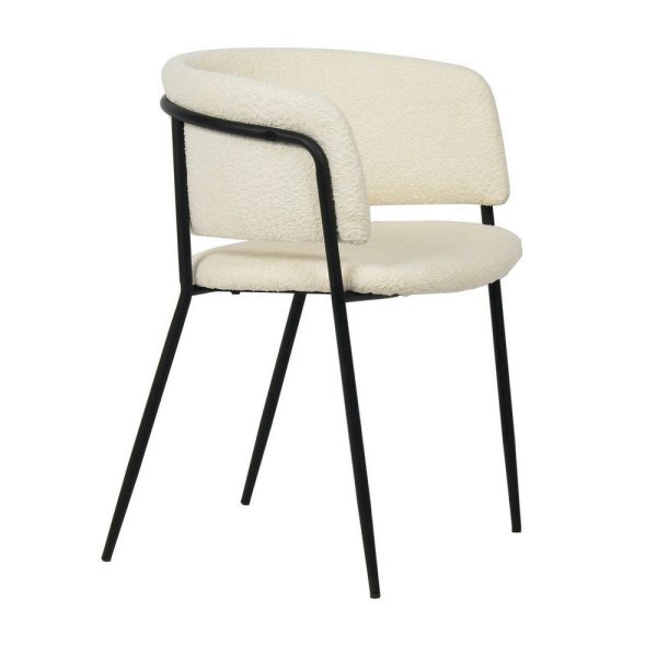 22 Inch Dining Chair Set of 2, Round Backrest, White Textured Fabric By Casagear Home For Discount - Image 4