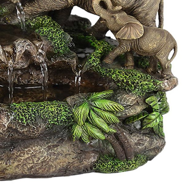 Eci 11 Inch Elephant Tabletop Water Fountain, Crystal LED Light, Multicolor By Casagear Home Cheap - Image 4