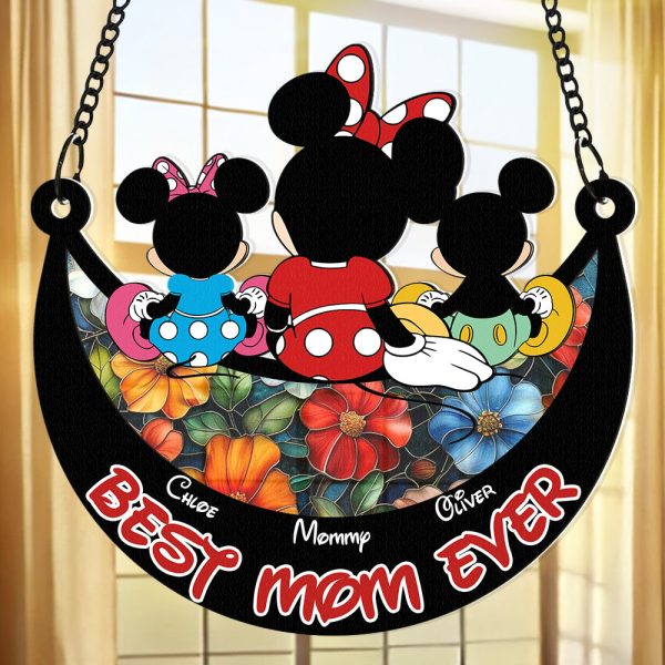 Personalized Gifts For Mom Window Hanging Suncatcher Ornament Mother s Day Mouse Mom And Kids 01ACDT240325 Online now - Image 3